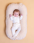 Bubba Cloud Organic Baby Lounger Cinnamon Stripe Linen