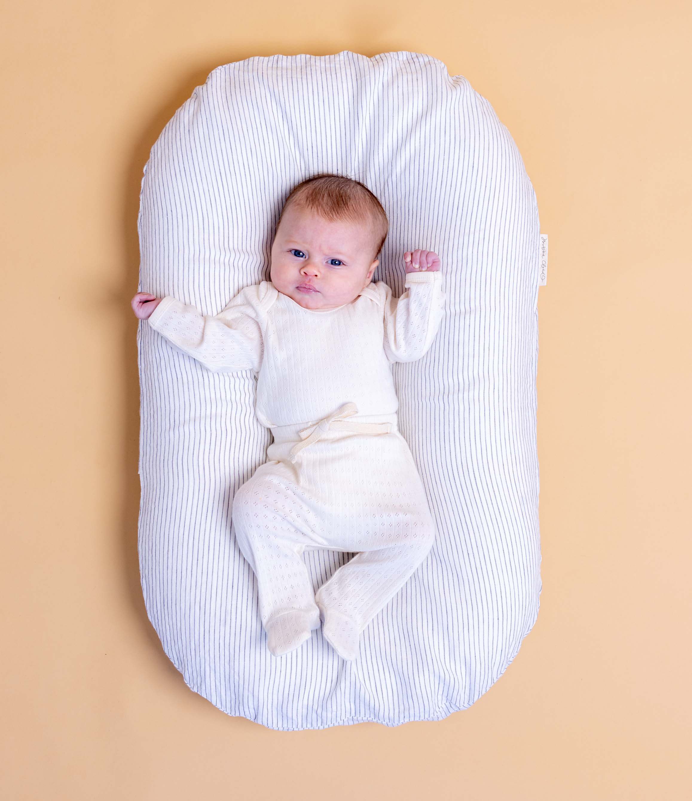 Bubba Cloud Organic Baby Lounger Pinstripe Linen