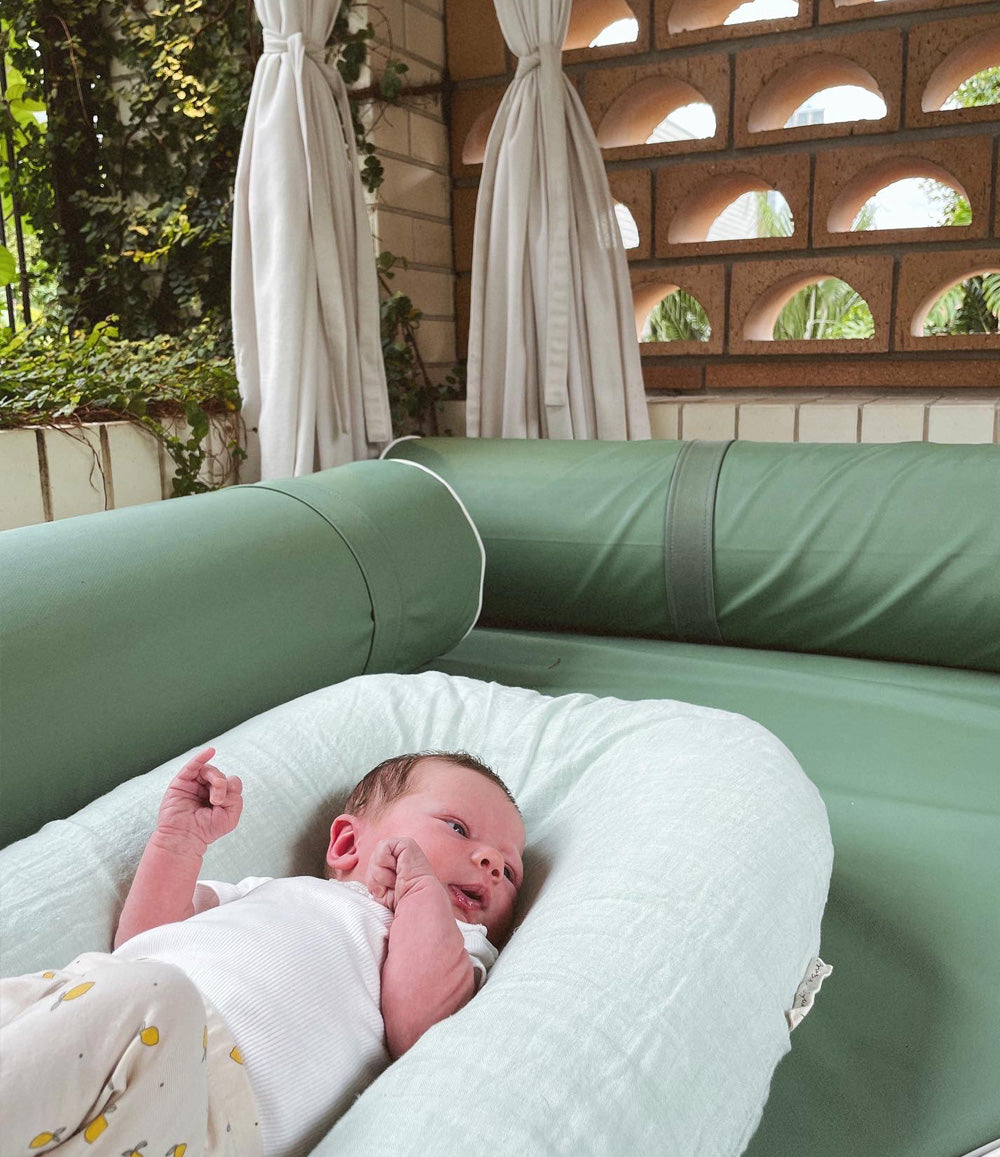 Bubba Cloud Organic Baby Lounger Spearmint Linen