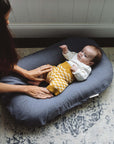 Bubba Cloud Organic Baby Lounger Stormy Skies Linen