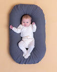 Bubba Cloud Organic Baby Lounger Stormy Skies Linen
