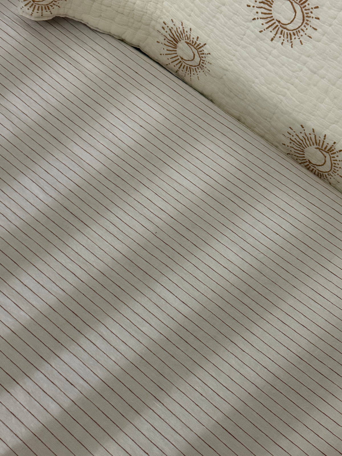 Terracotta Pinstripe Cot Sheet
