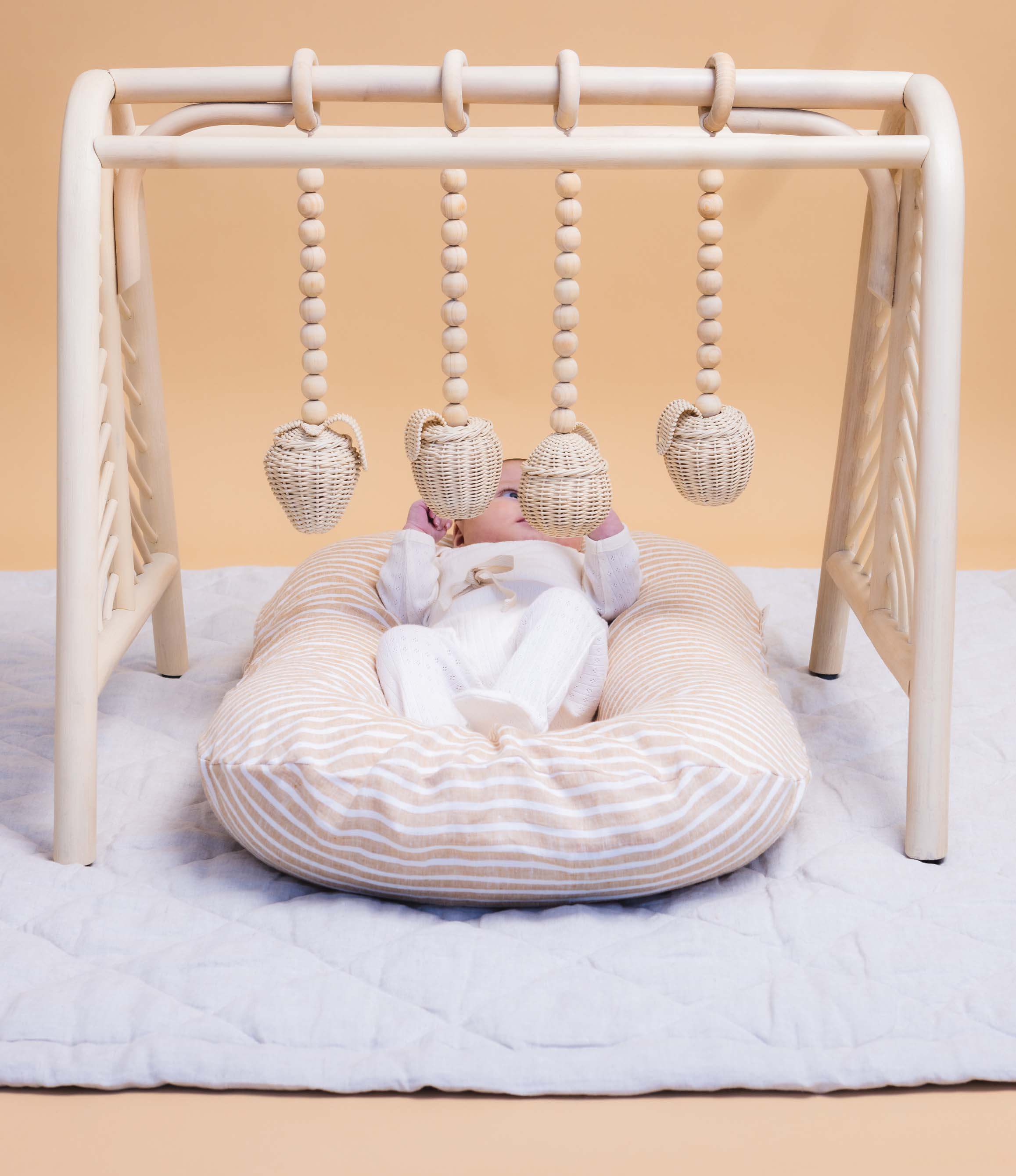 Bubba Cloud Organic Baby Lounger Cinnamon Stripe Linen