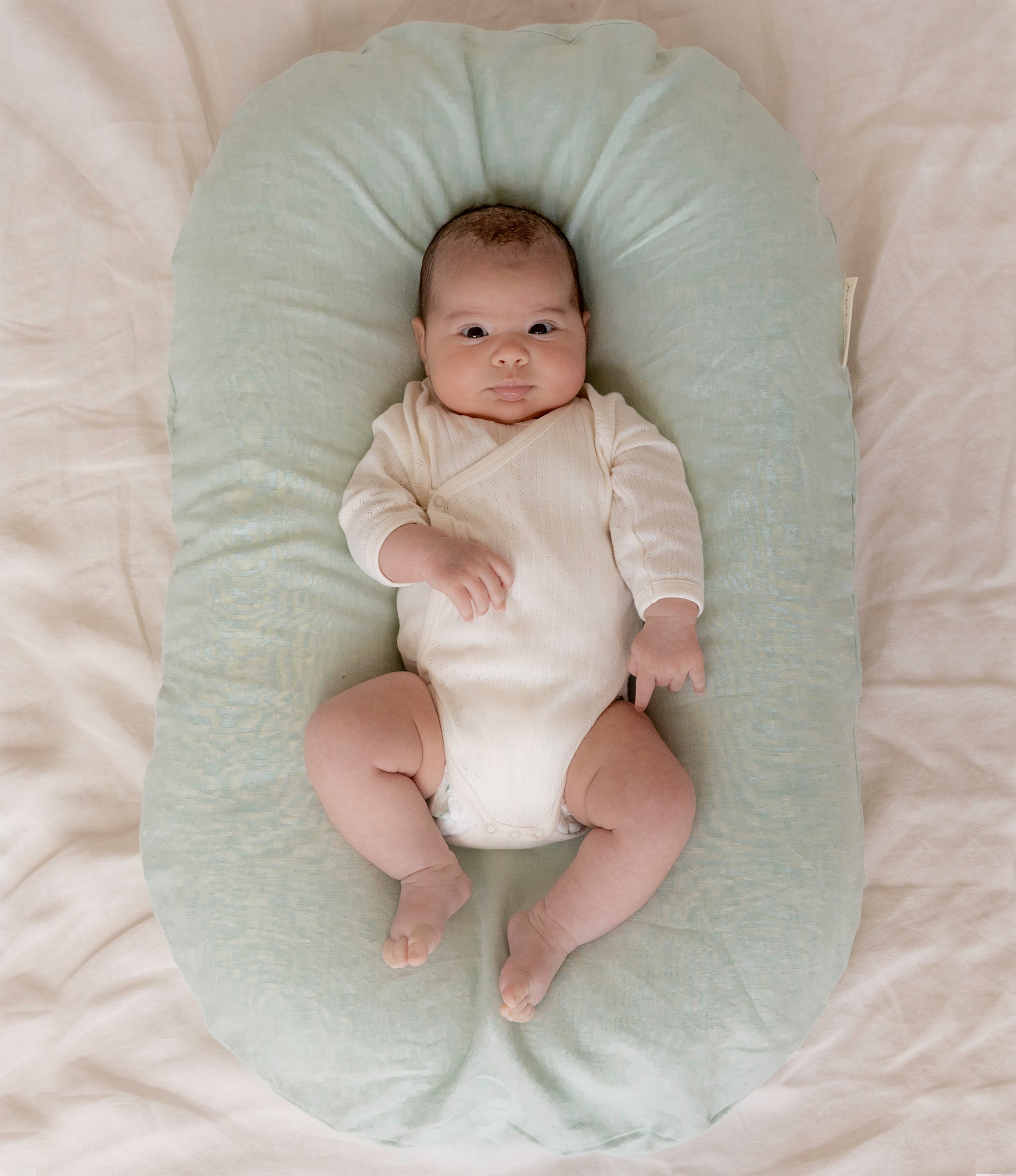 Bubba Cloud Organic Baby Lounger Spearmint Linen