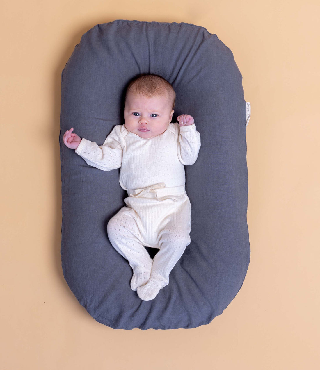 Bubba Cloud Organic Baby Lounger Stormy Skies Linen