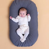 Bubba Cloud Organic Baby Lounger Stormy Skies Linen