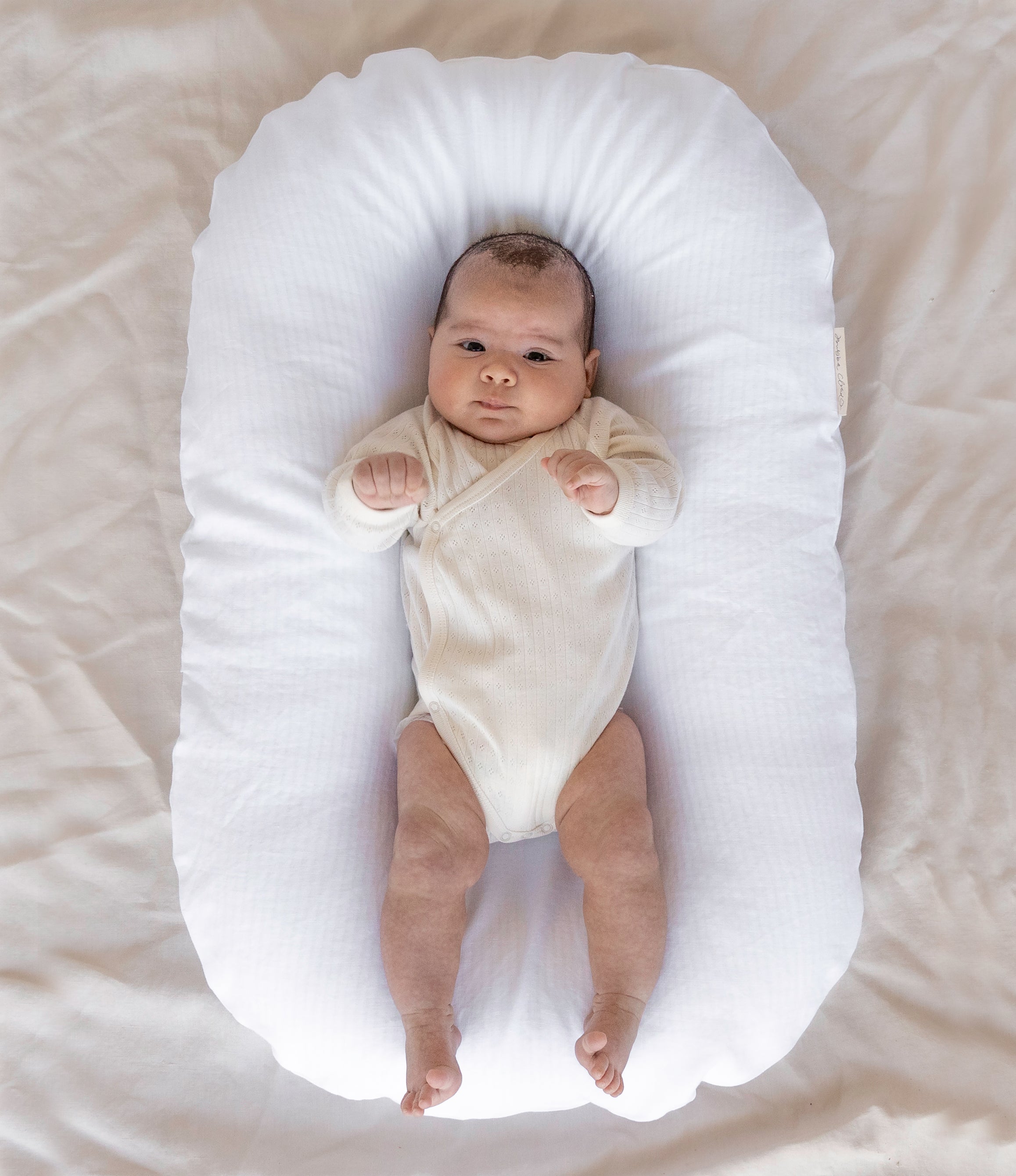 Bubba Cloud White Wash Linen Baby Lounger