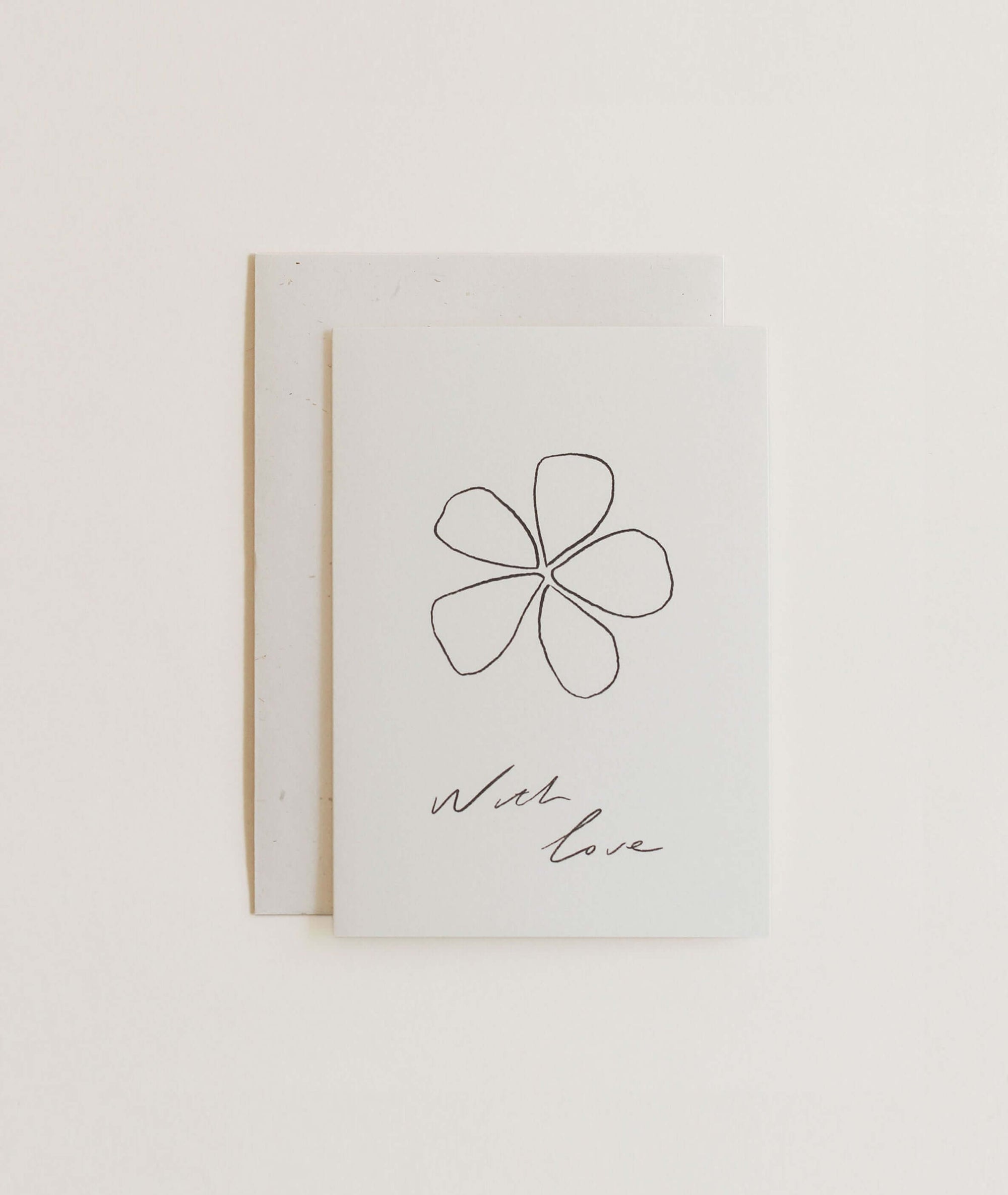 Greeting Card - The Hand Drawn Lettering Says &quot;With Love&quot; And A Hand Drawn Flower. 
